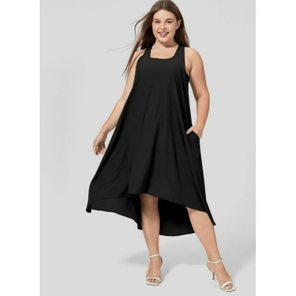 Halara Breezeful Racerback Midi Quick Dry Dress Black Size L NWT 309